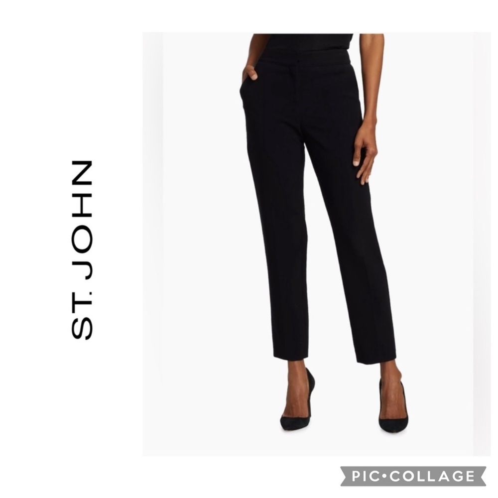 ST JOHN Caviar Black  Ankle Pants